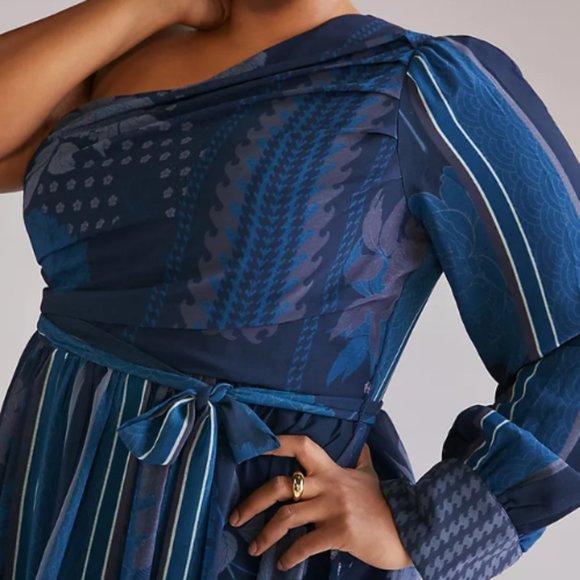 NWT Anthropologie One-Shoulder Maxi Dress | XXS - Picture 3 of 11